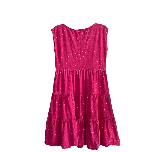 Boden Pink Polka Dot Dress Women's 6L Sleeveless Tiered Ruffle Stretch‎ Knit - Picture 2 of 6